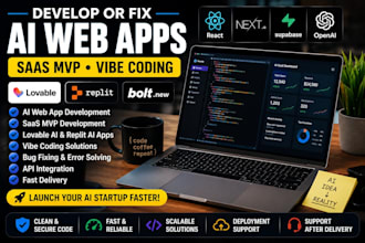 develop or fix lovable ai web apps, saas mvp, replit ai and vibe coding