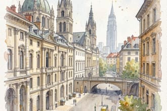 paint architecture or cityscape in watercolor
