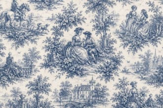 design custom toile de jouy seamless pattern textile and fabric print design