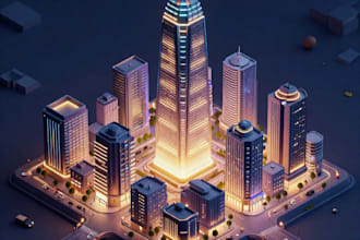 design 3d isometric cityscape and any isometric design