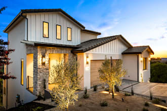 redesign private minimalist exterior design, render house villa, 2d floor plan
