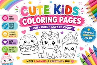 design professional kids coloring pages for printing