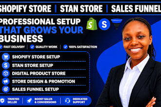 setup stan store shopify digital product store and sales funnel