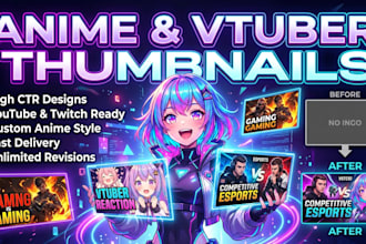 create eye catching anime and vtuber thumbnails for youtube and twitch