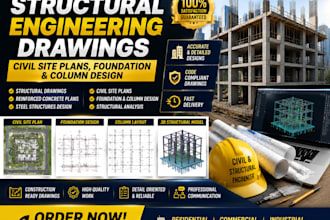 create structural engineering drawings civil site plans foundation and column