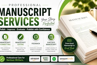 do manuscript formatting, manuscript editing, feedback, evaluate manuscript