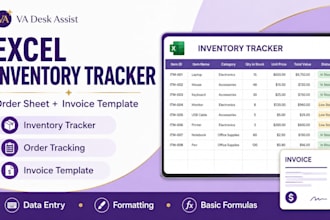 create excel inventory tracker order sheet and invoice template
