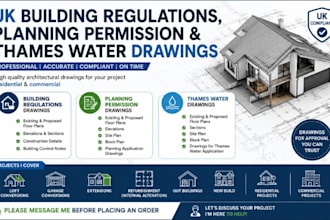 create uk building regulations, planning permission and thames water drawings