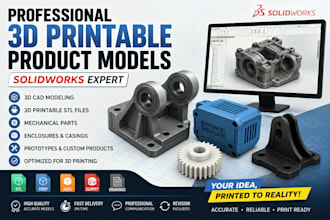 design professional 3d printing design files for products in solidworks