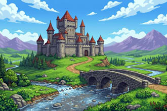 draw pixel art scene background environment pixel art landscapes for your game