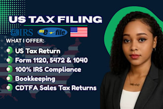 prepare and efile US tax return, US tax filing sales tax, llc tax form 1040
