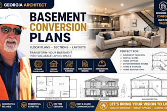 design georgia architectural basement conversion plans floor plans sections plan