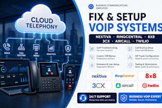 fix nextiva ringcentral voip 8x8 3cx aircall twilio and setup custom ivr menus