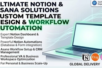 notion template design notion automation asana crm workflow notion dashboard va