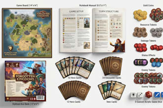 do board game design card layout box and rulebook design