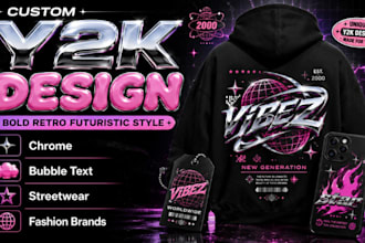 design custom y2k logo for clothing brand and business