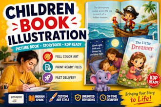 illustrate children book, picture book art, storybook illustration for kd