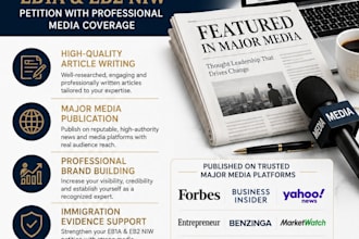 write and publish article for major media coverage for eb1 a eb2 niw petion