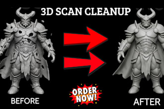 fix and clean your 3d scan data, repair mesh, optimize topology for 3d printing