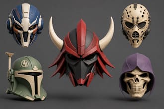 design 3d model of a helmet or a mask for 3d printing