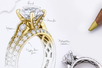 do jewelry design, jewelry sketch, cad design,ring, necklace, bracelet concept