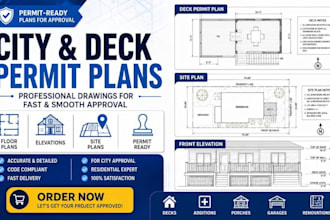 create city permit drawings, deck permit plans, site plans