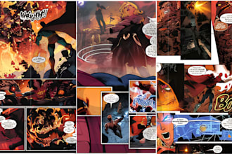 color comic book illustrations, manga and webtoon pages