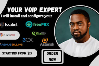 deploy or setup freepbx, 3cx, fusionpbx, and magnus billing and vicidial, netiva