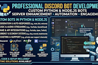 develop a custom discord bot in python or node js for your server