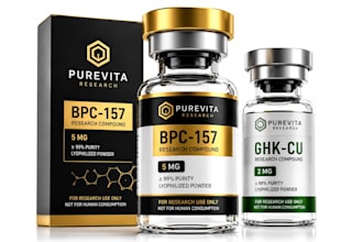 design peptide vial lable, supplement packaging and cosmetic product label