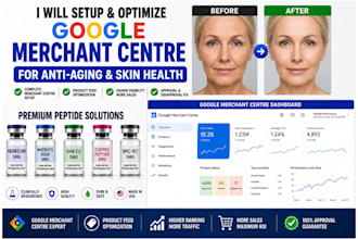 setup and manage anti aging peptide google merchant center gmc skin health gmc