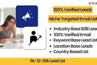 do niche targeted verified email list, b2b, bulk email list for email marketing