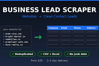 scrape business websites into clean contact leads CSV and excel