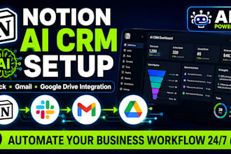 setup notion ai crm automate workflow with slack gmail, google drive integration