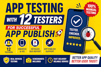 provide real app testing, 12 testers, 20 testers, 25 testers