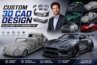 custom 3d cad design 3d car body kit widebody kit automotive cad design 3d car