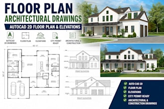 draw autocad 2d floor plan, architectural drawing, site plan, city permit