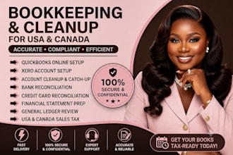 do online bookkeeping quickbooks xero cleanup bank reconciliation for USA