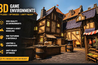 make unity 3d game environment design stylized 3d game level map design 3d scene