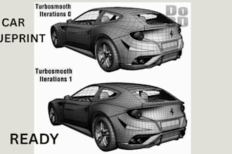 draw a highly detailed custom car blueprint poster