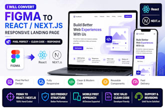 convert figma to responsive react or next js landing page