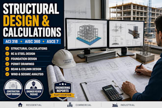 design your rc and steel structure with drawings and calcs