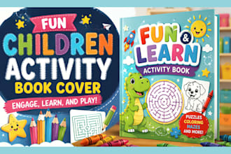 design a children activity book cover for KDP and etsy