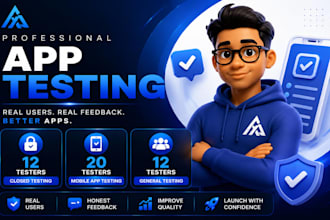 provide 12 testers closed testing 20 testers mobile app testing 12 testers
