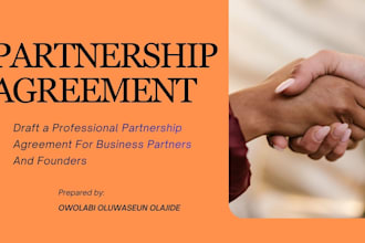 draft a partnership agreement documents for business partners and founders