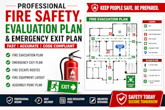 design professional fire safety plans, fire evacuation, and emergency exit plan