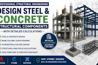 design steel and concrete structural components with detailed calculations