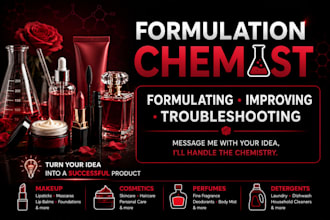 formulate, improve, and troubleshoot makeup, cosmetics, perfumes, detergents