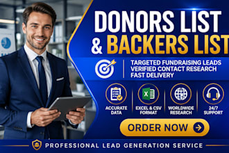 provide targeted donors list and crowdfunding backers list for outreach