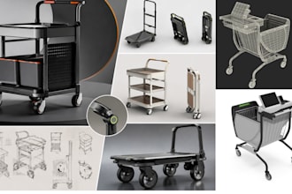 design ergonomic smart carts, foldable carts and 3d product rendering